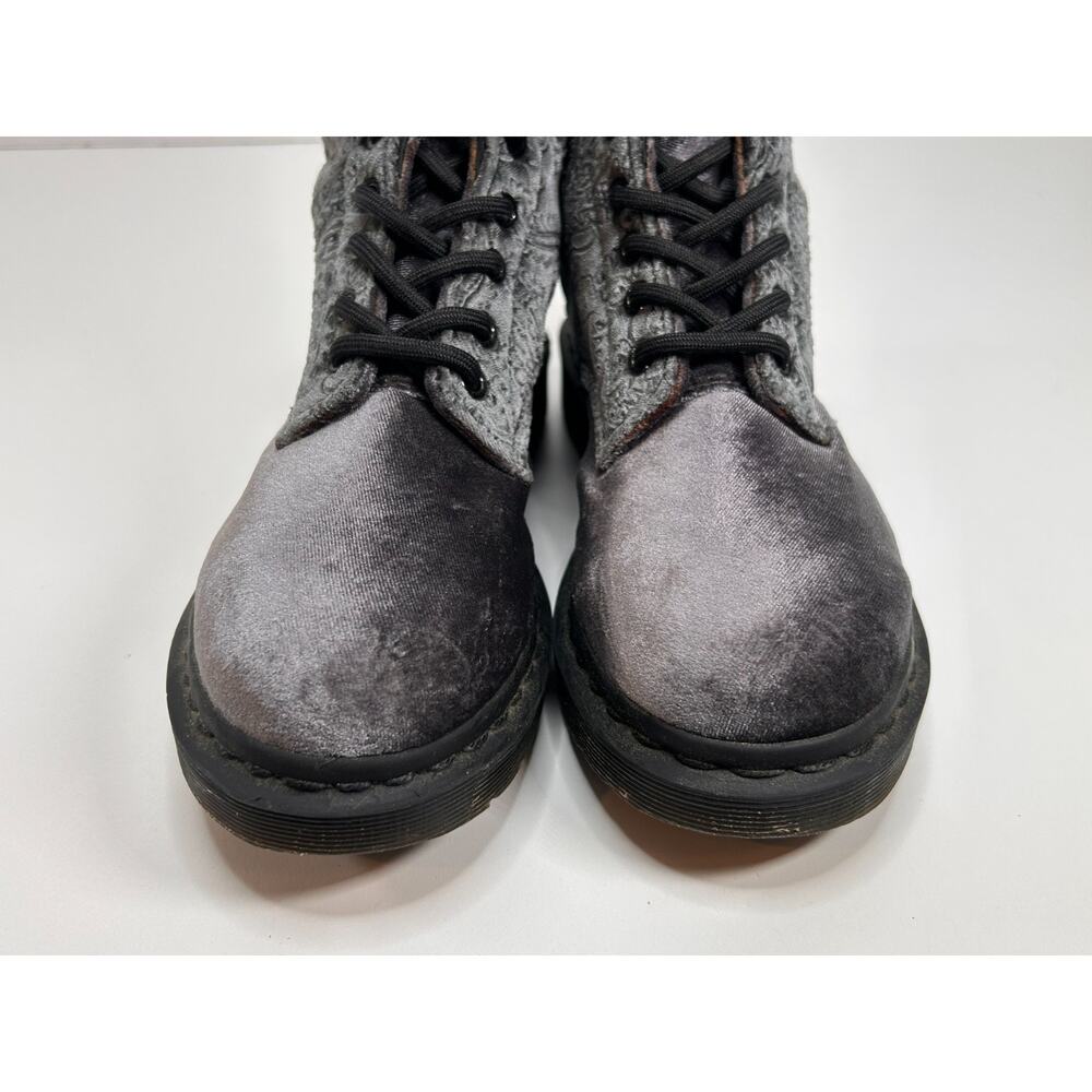 Doc Dr Martens 1460 Brocade Grey Velvet Combat Boots Womens Sz 6 US Sz 4 UK - Picture 5 of 10